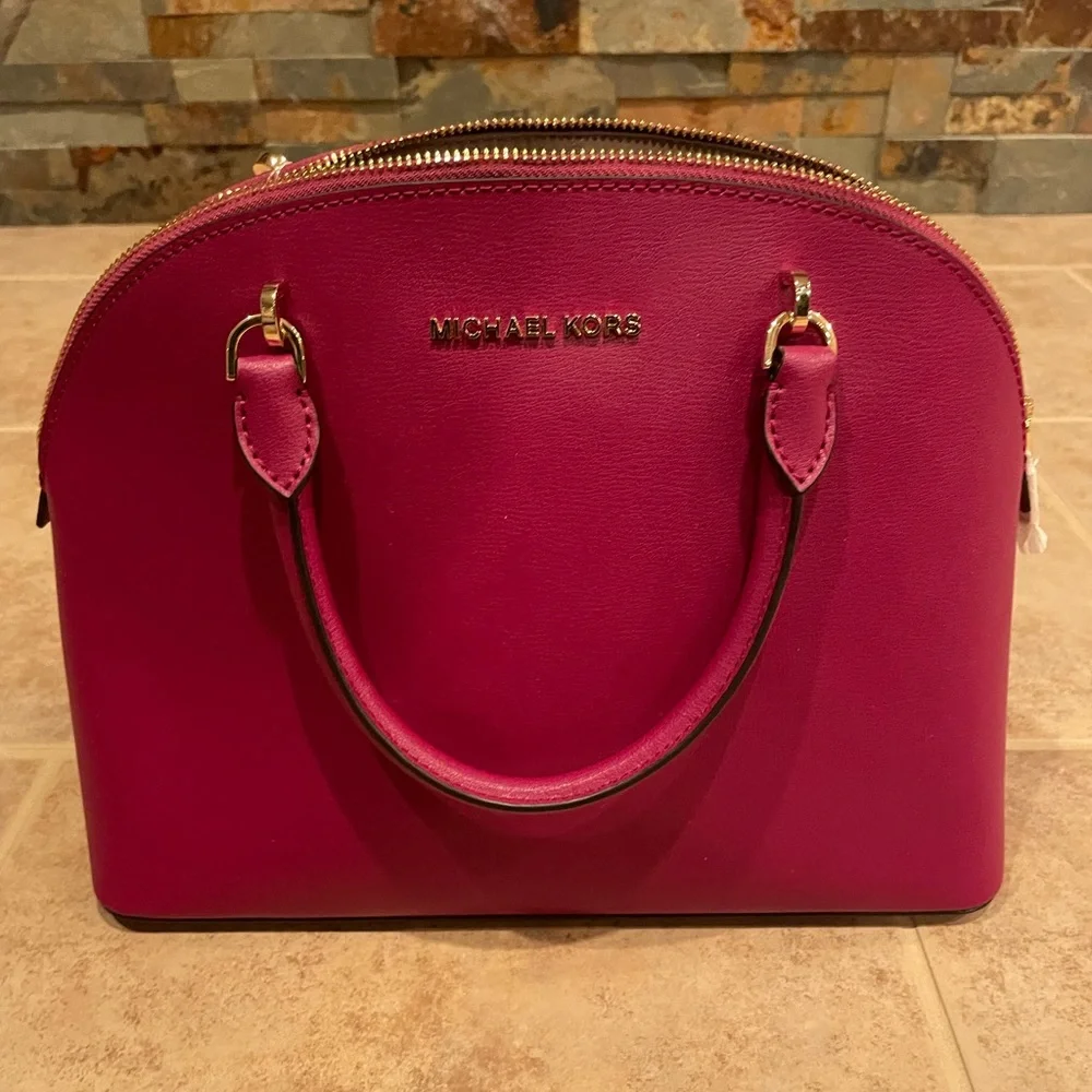 MICHAEL KORS EMMY DOME LARGE SATCHEL LEATHER SHOULDER BAG - Authentic NWT